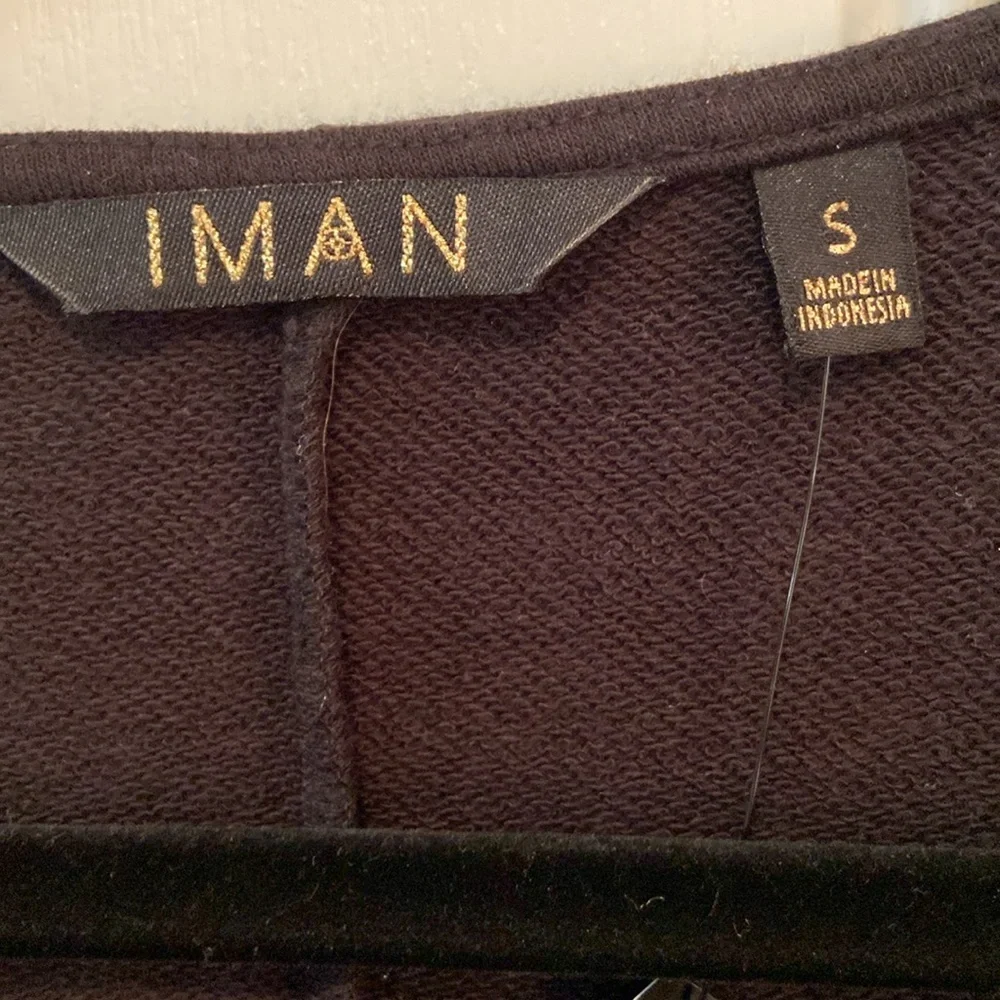 Iman Global Chic Soft French Terry Long Sleeve Moto Jacket Black Size Sm…